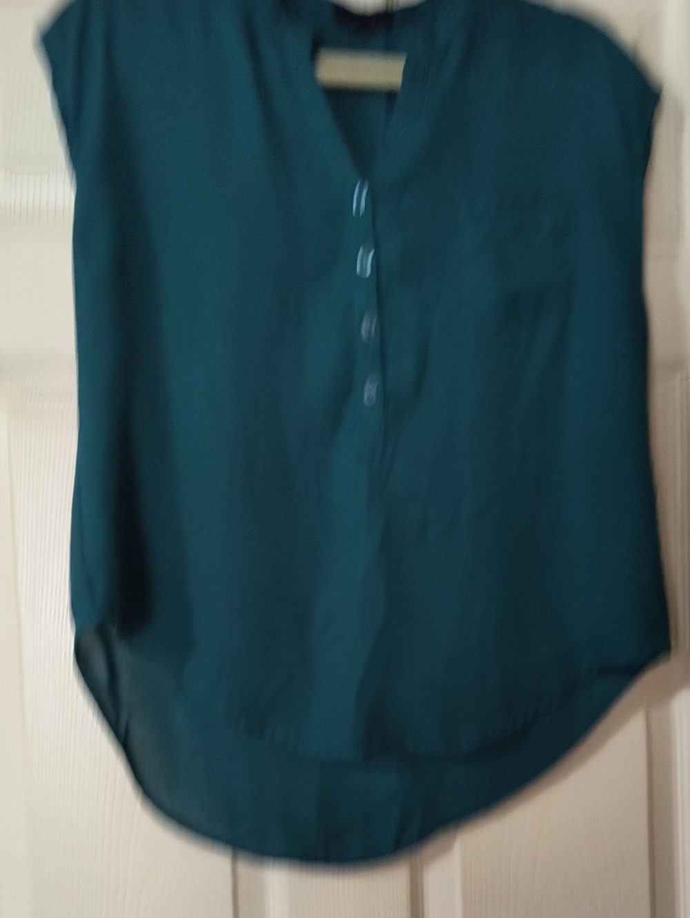 mine Teal Cap Sleeve Henley Blouse